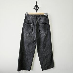 Neon Blonde Wide Leg Jeans Size 28 Black Wash Raw Hem EUC